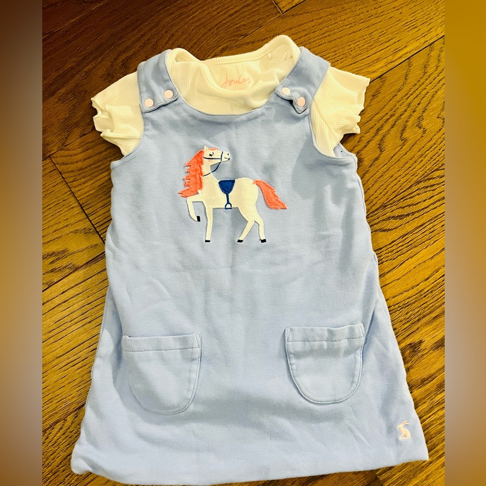 Joules overall dress set(2 pieces) with onesie